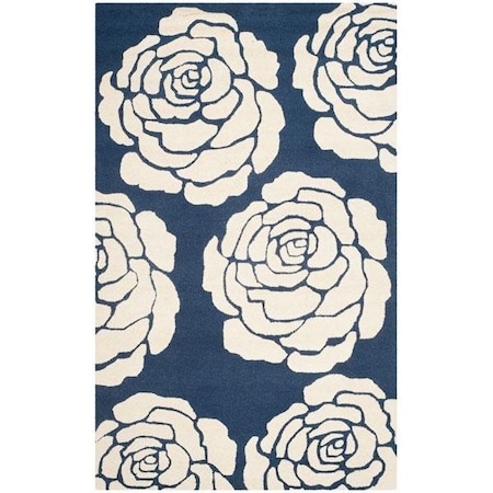 Safavieh Cambridge Hand Tufted Rectangle RugNavy & Ivory 3 x 5 ft. CAM782M-3